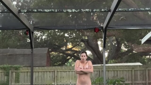 naked Berigalaxy jumping in the pool