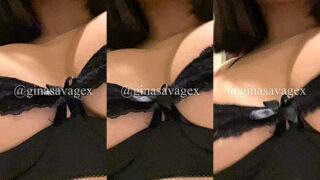 Ginasavagex jumping her big tits in black dress leaked video