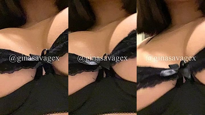 Ginasavagex jumping her big tits in black dress leaked video