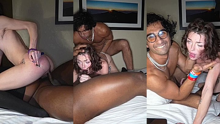 Hot american girl enjoyig sex with two dicks threesome Shrooms Q leaked