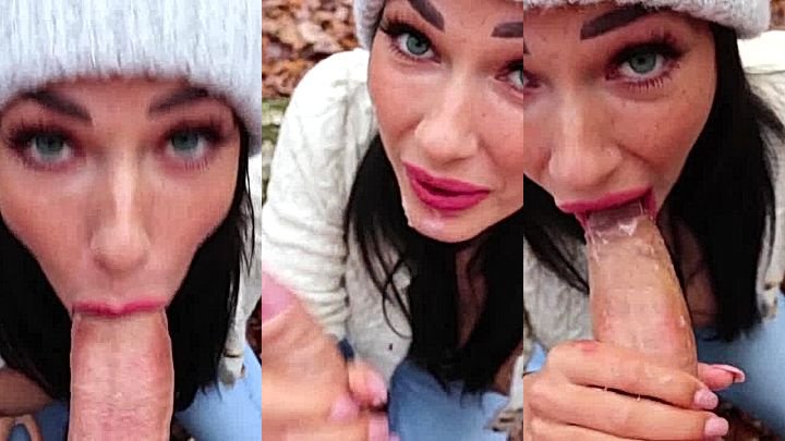 German Babe Shaiden Rogue enjoying hot outdoor blowjob fun leaks